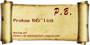 Proksa Bálint névjegykártya