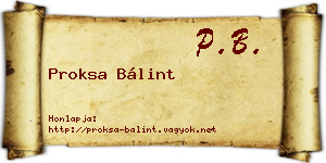Proksa Bálint névjegykártya
